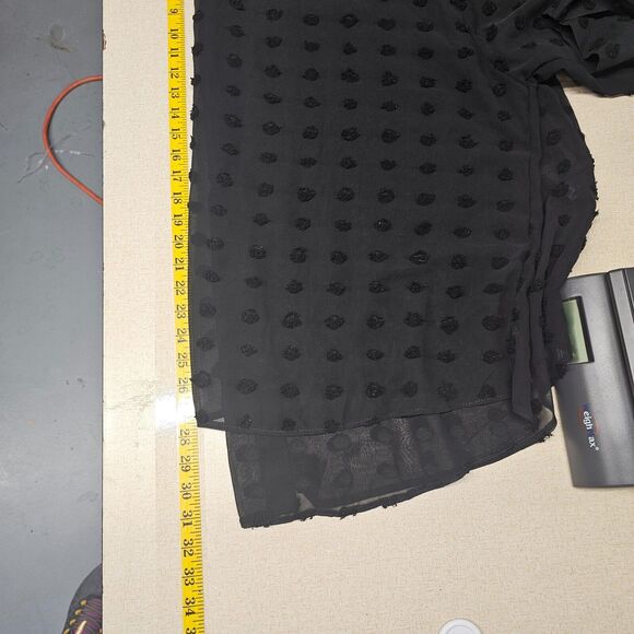 Asos Design Curve Oversized Shirt Women's 22 Black Dobby Jacquard Spot Sheer Top - Picture 8 of 8